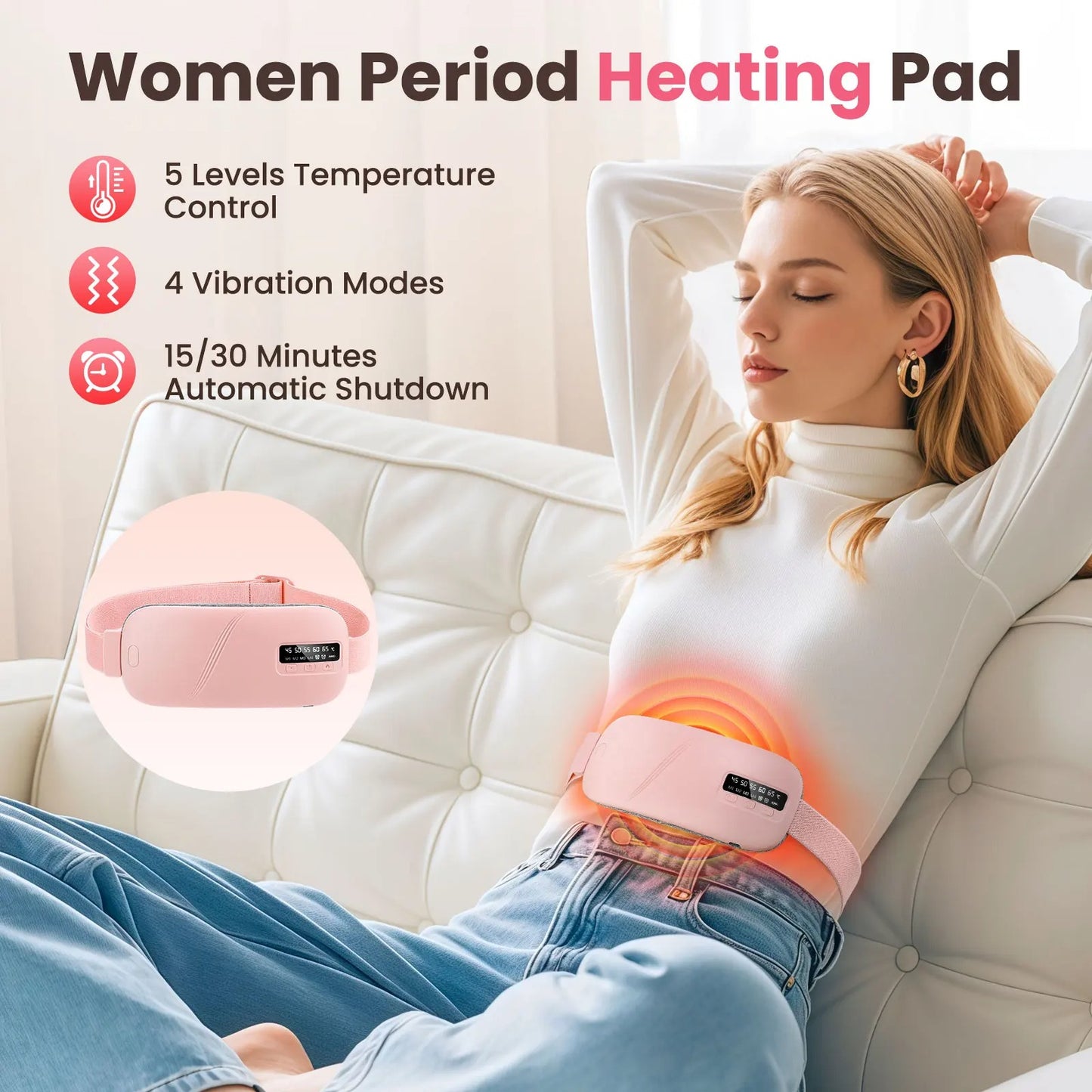 Electric Heating Pad Menstrual Cramp Massager Belt
